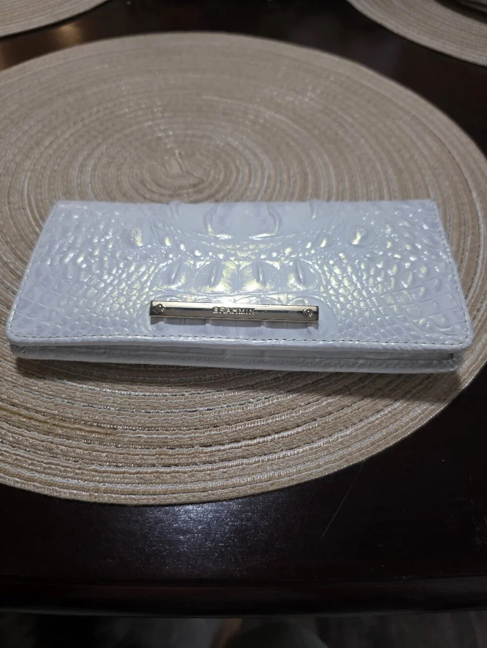 Abrand White Croc-Embossed Backpack